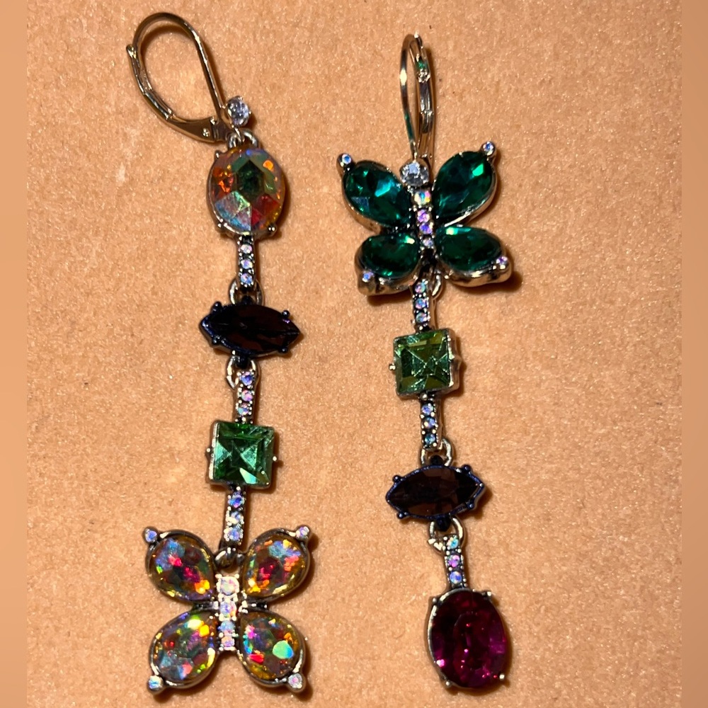 Betsey Johnson butterfly crystal dangle earrings